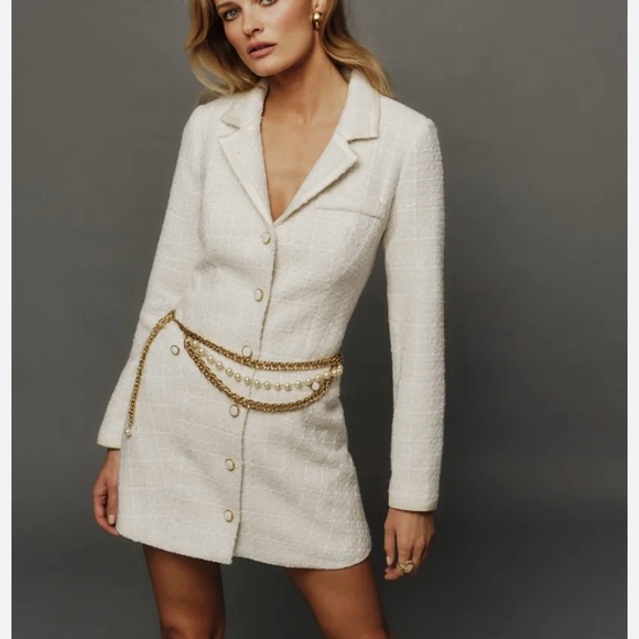 Reformation Ivory Textured Long Blazer - Picture 3 of 3